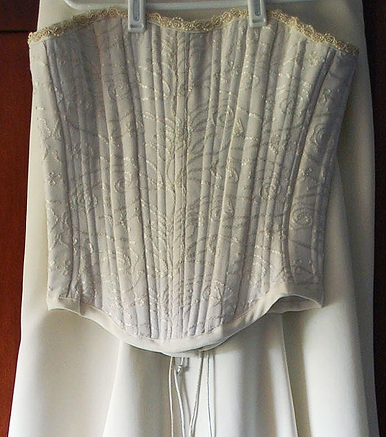 A closeup of the wedding corset.
